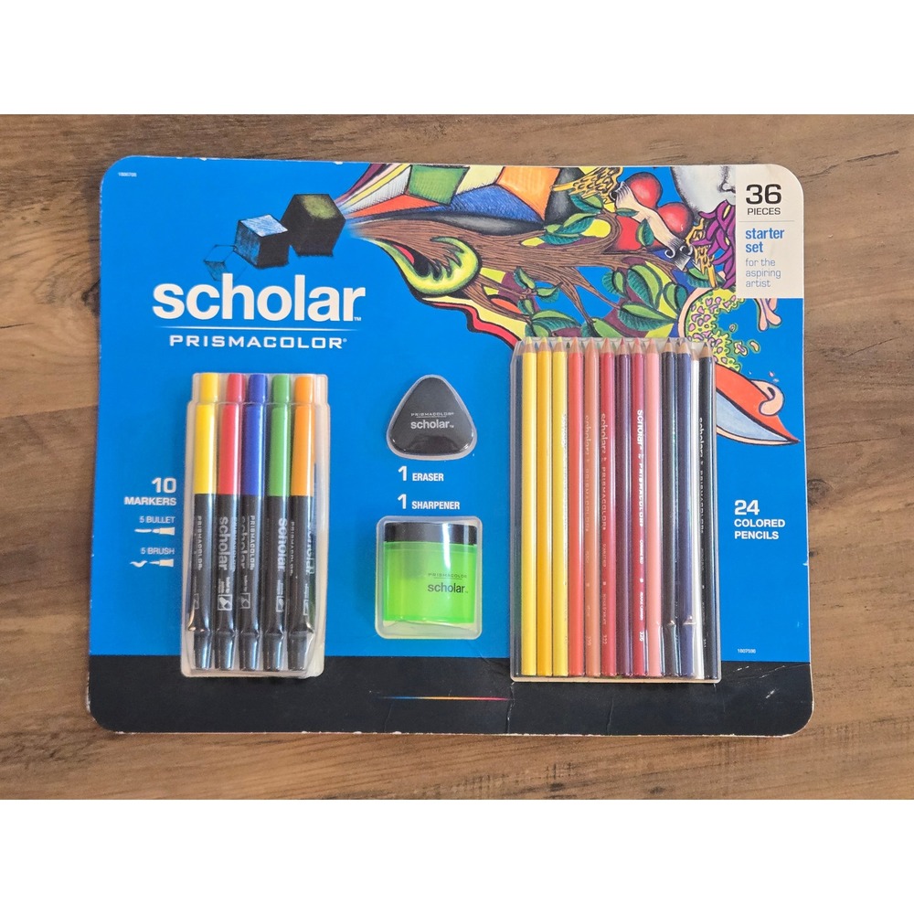 Prismacolor Scholar 36 Piece Starter Set Colored Pencils Markers Eraser - 2016